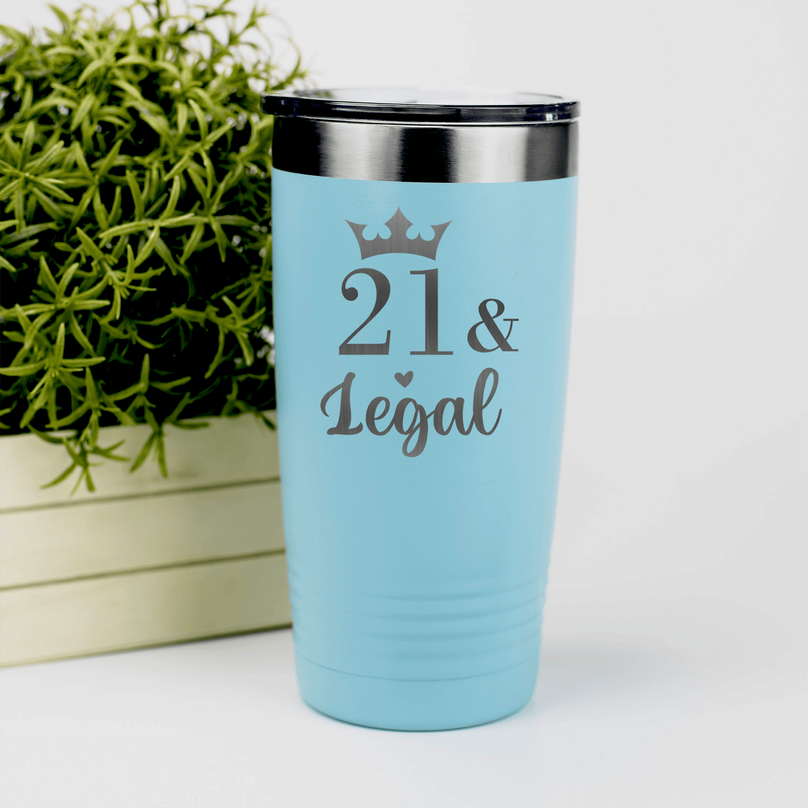Teal birthday tumbler Twenty One And Legal