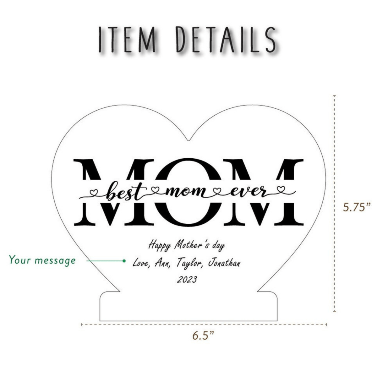 Personalized Mom&#39;s Light Of Love Plaque for her, Customized Gifts for Women by Groovy Girl Gifts