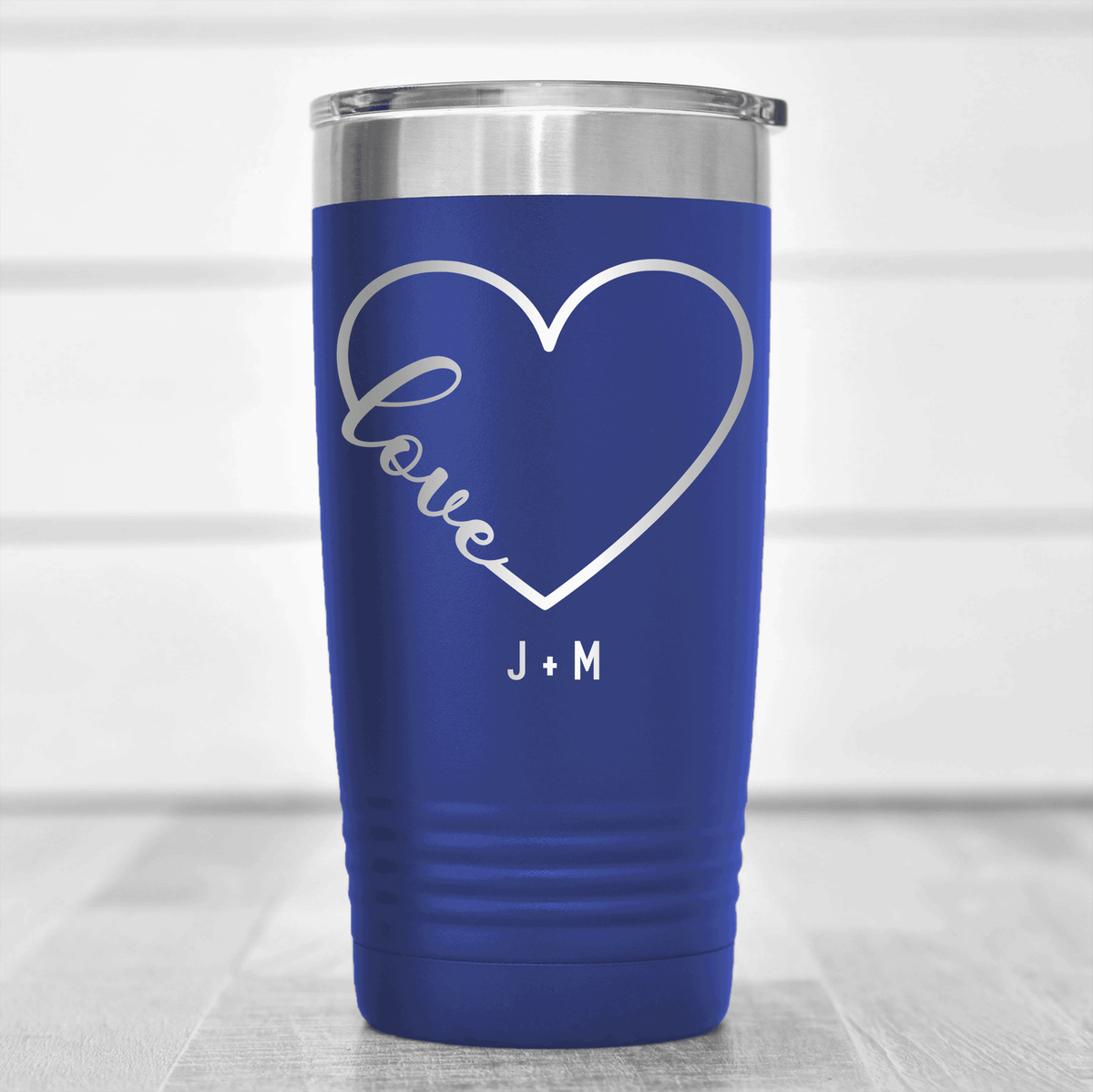 Blue Valentines Day Tumbler With Valentines Heart Design