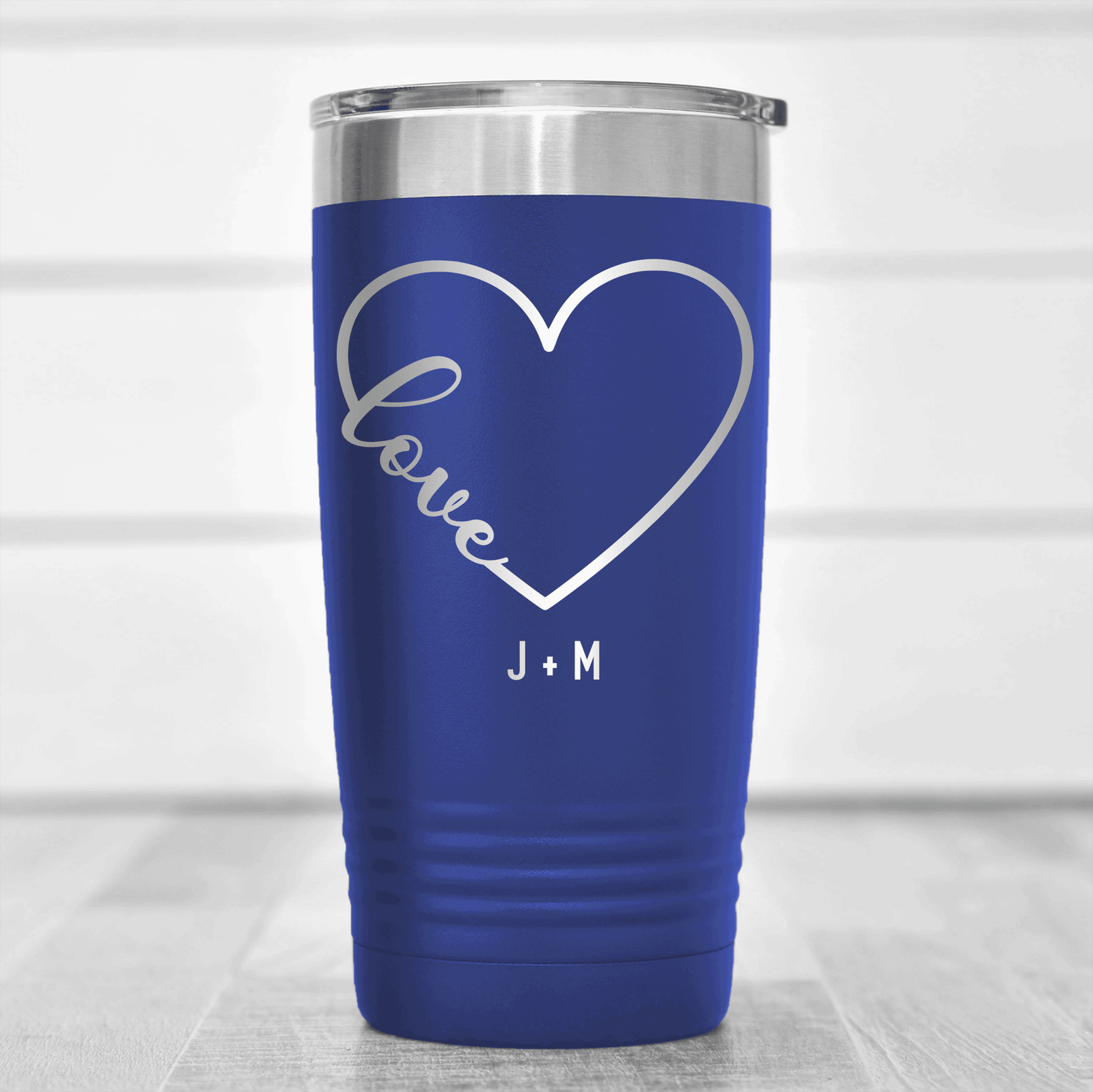 Blue Valentines Day Tumbler With Valentines Heart Design