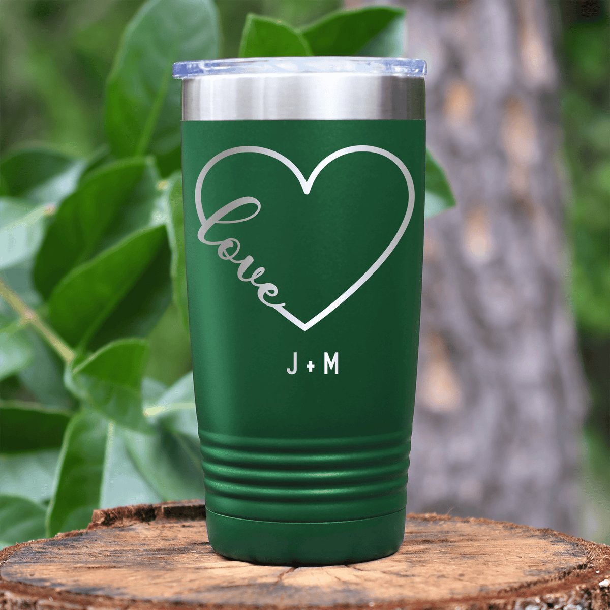 Green Valentines Day Tumbler With Valentines Heart Design