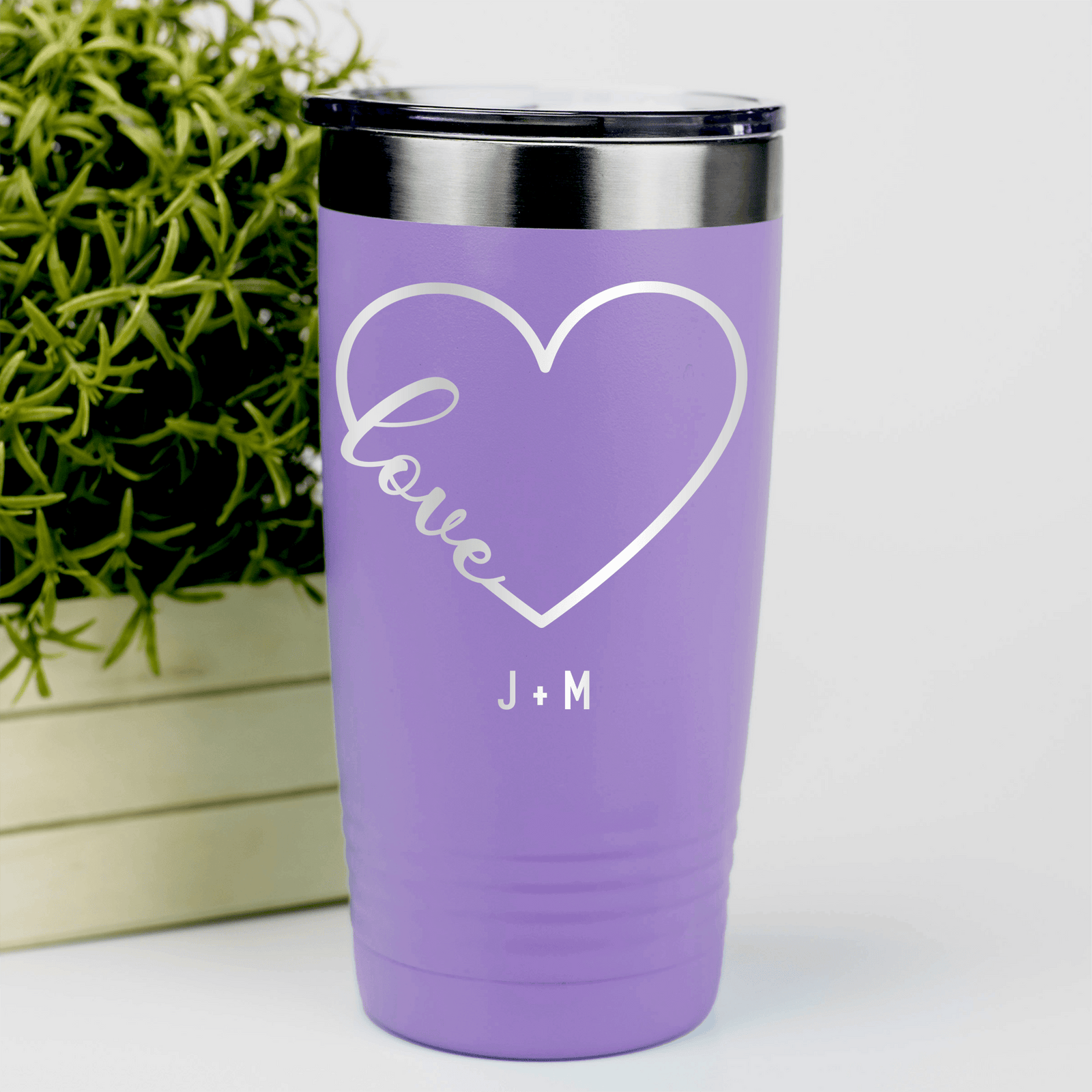 Light Purple Valentines Day Tumbler With Valentines Heart Design