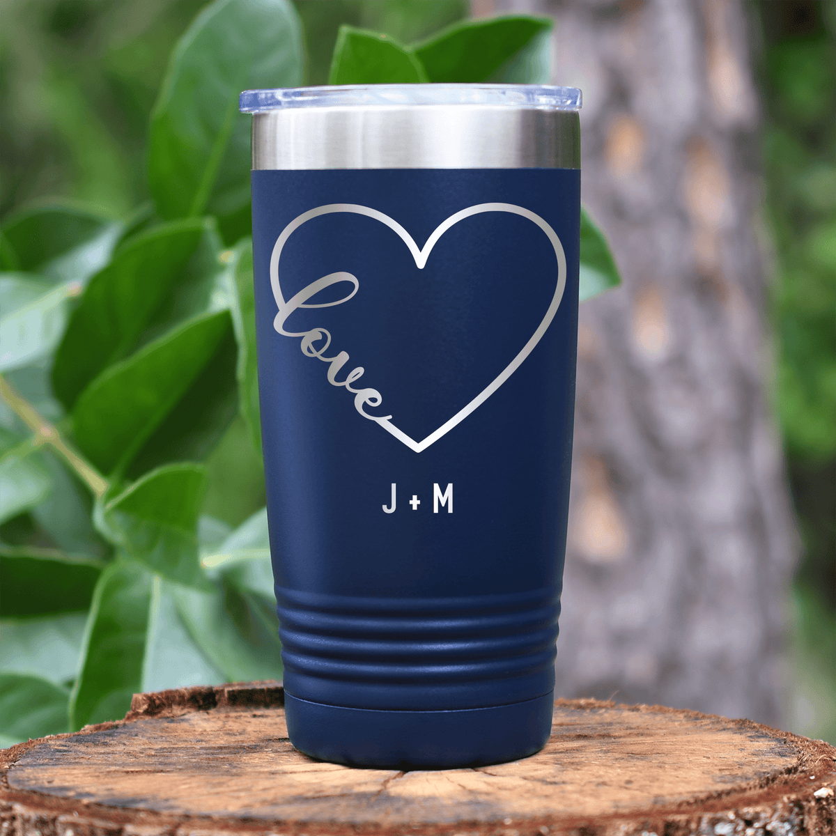 Navy Valentines Day Tumbler With Valentines Heart Design