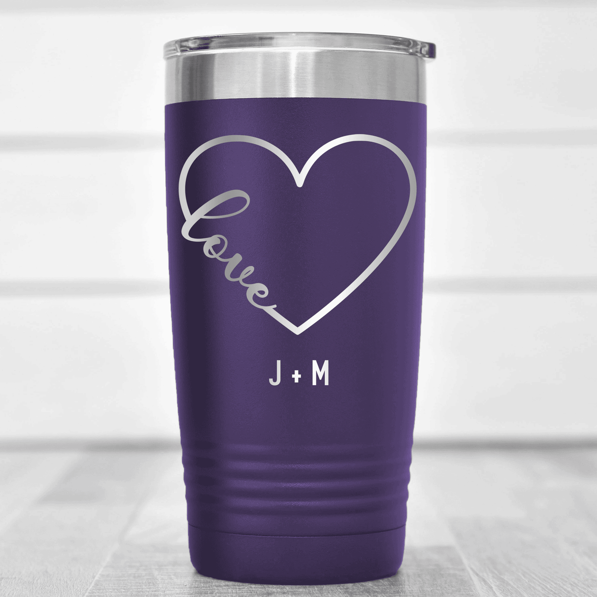 Purple Valentines Day Tumbler With Valentines Heart Design