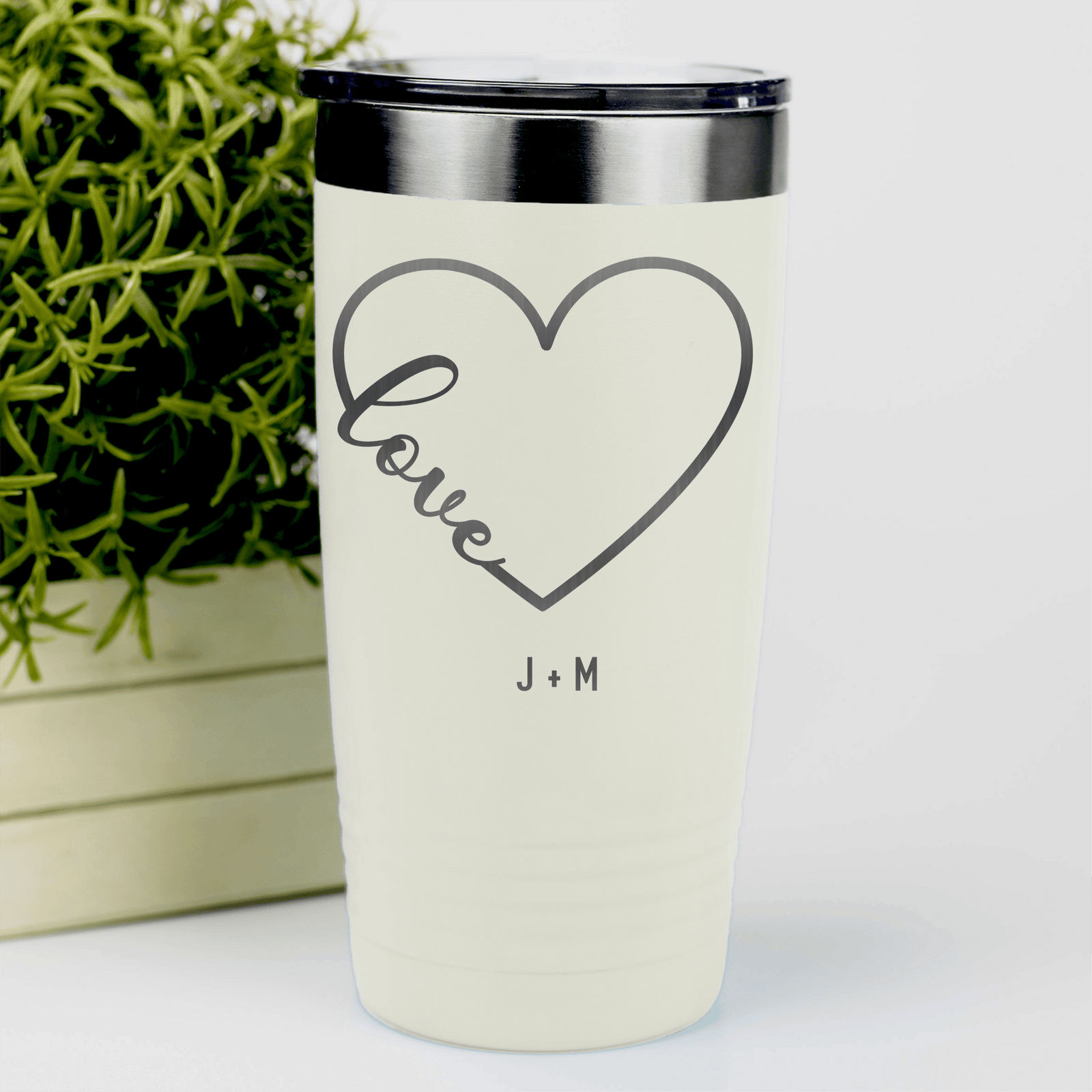 White Valentines Day Tumbler With Valentines Heart Design