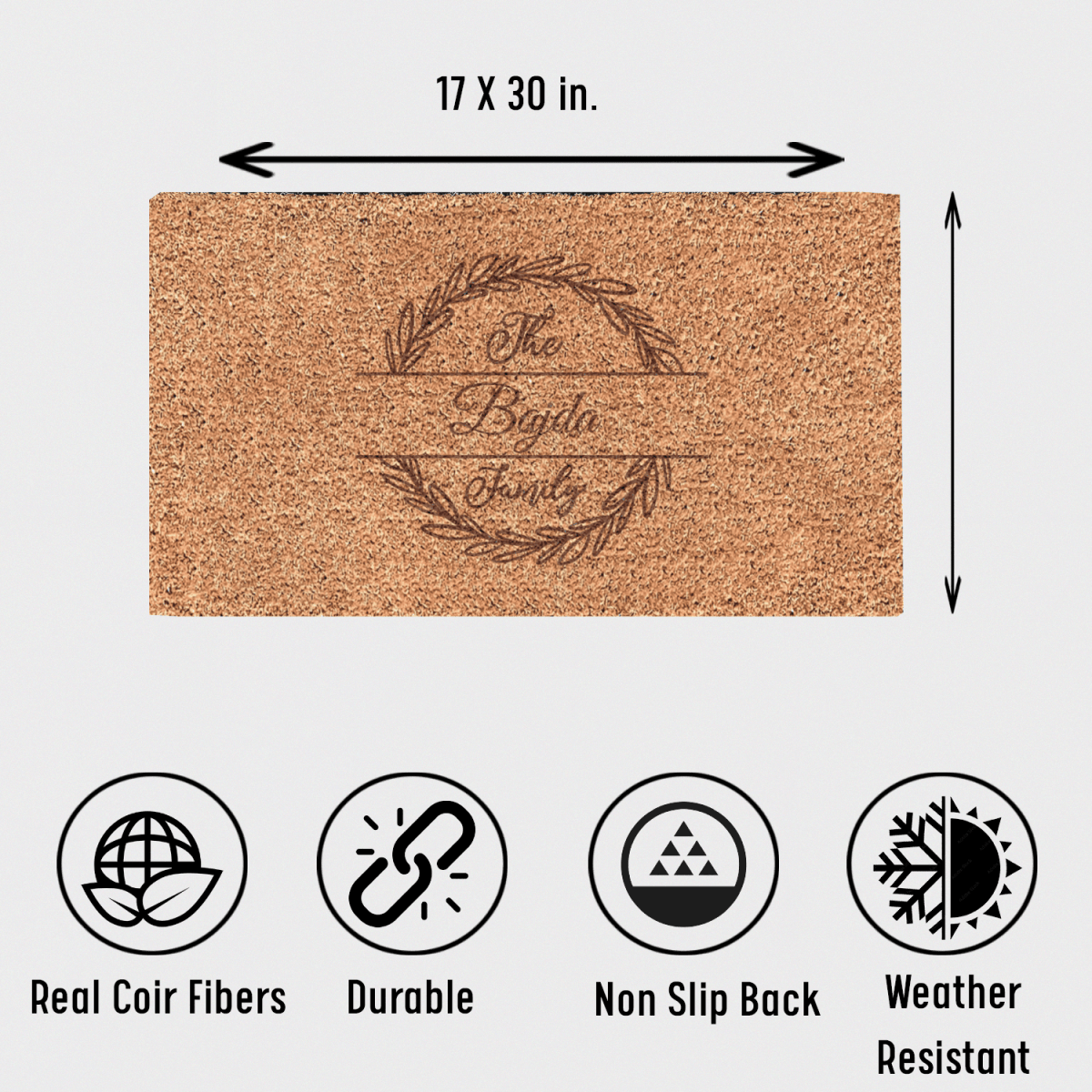 Personalized Vintage Crest Engraved Door Mat for her, Customized Gifts for Women by Groovy Girl Gifts