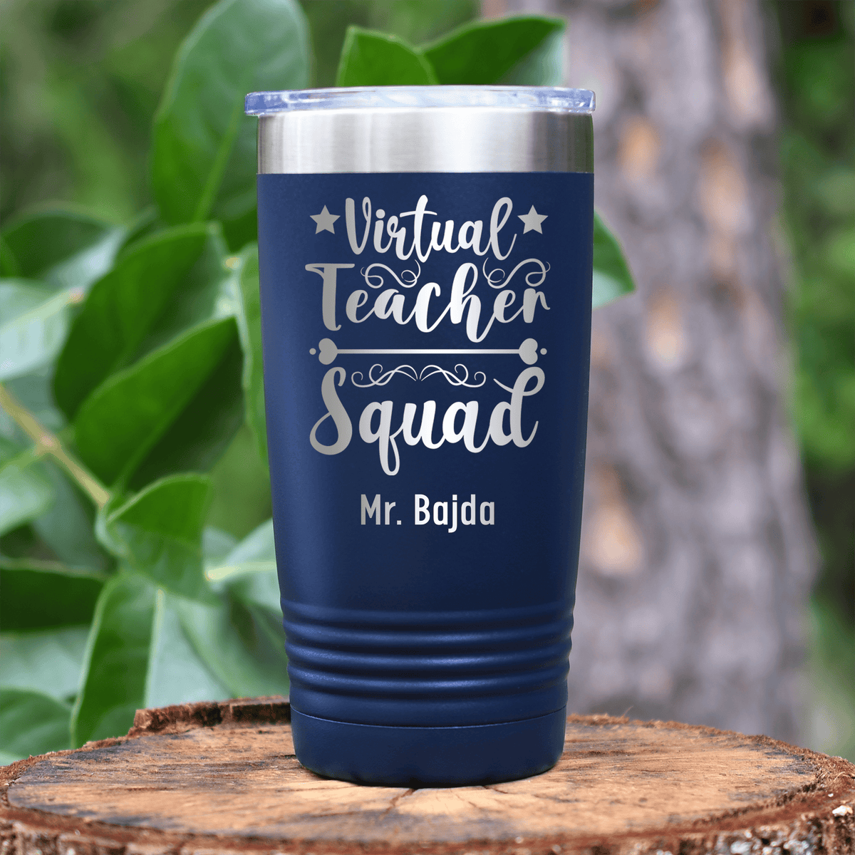 Navy Teacher Tumbler With Virtual Teacher Squad Design