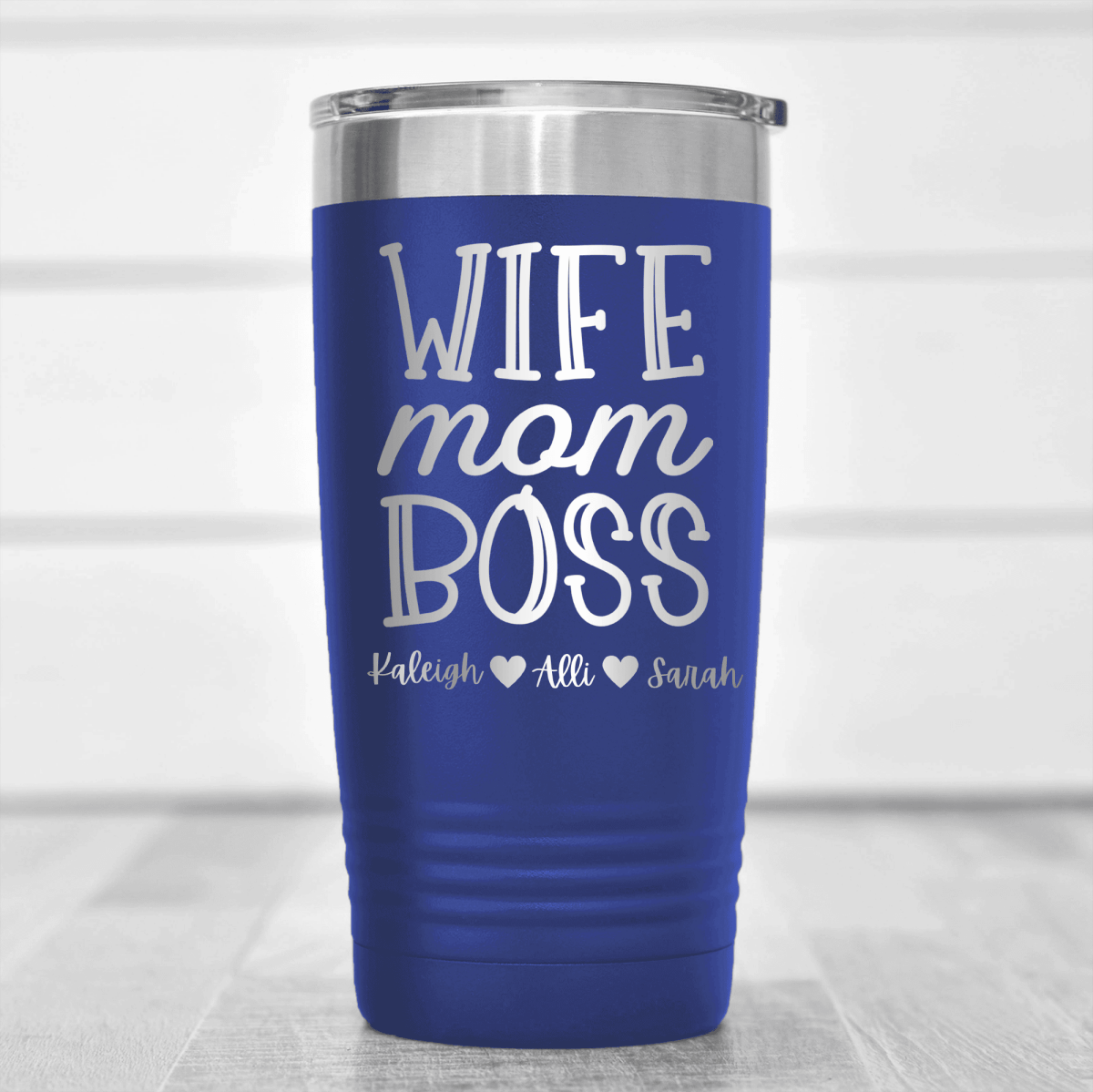 Blue Mothers Day Tumbler With Wife Mom Boss Design