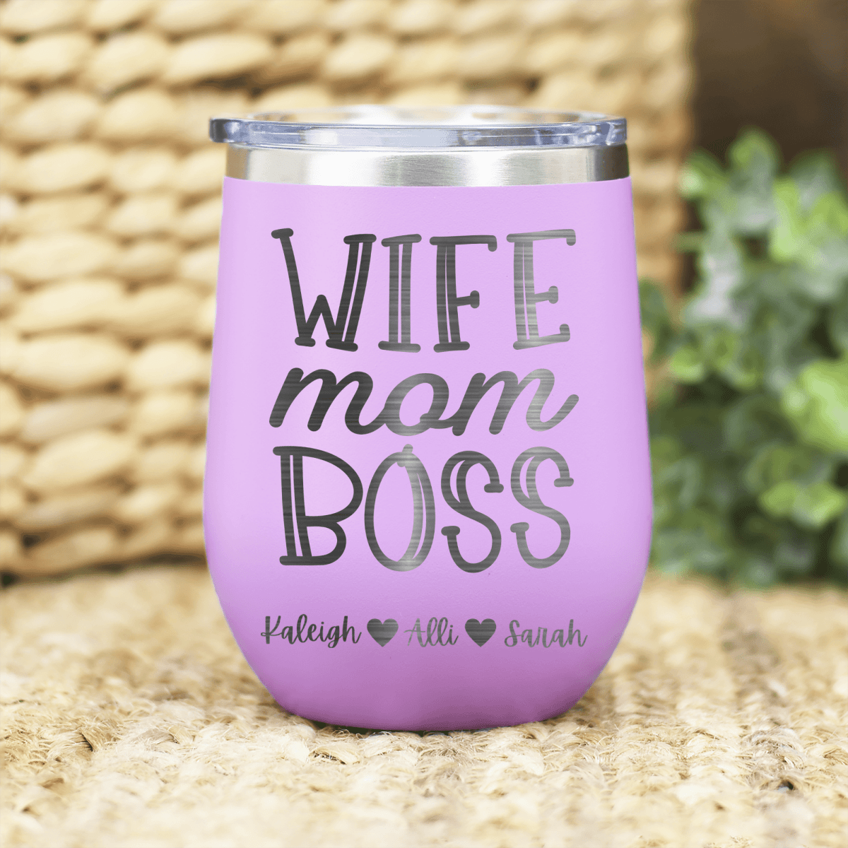 Personalized Wife Mom Boss Wine Tumbler for her, Customized Gifts for Women by Groovy Girl Gifts