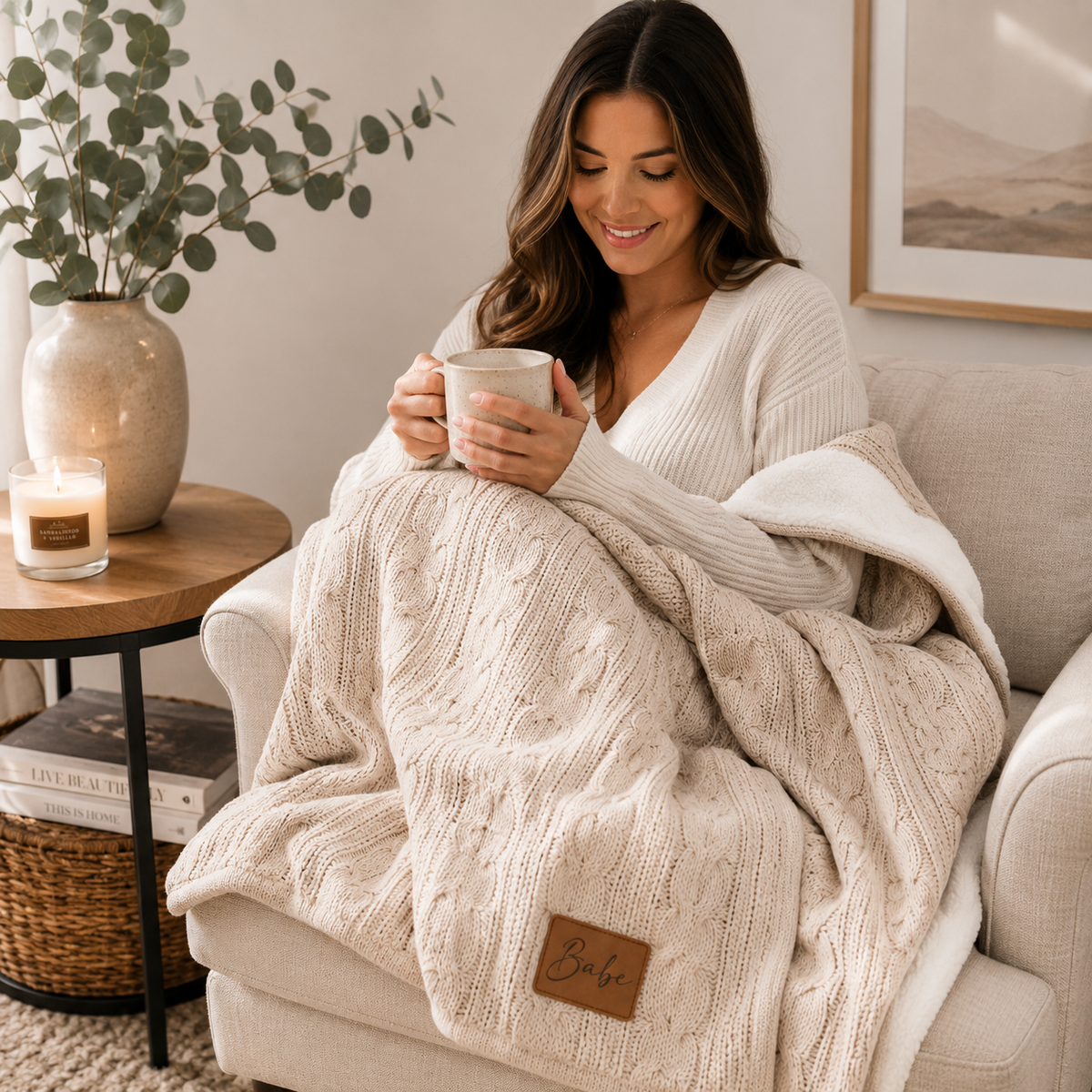 Warm Hugs Cable Knit Blanket