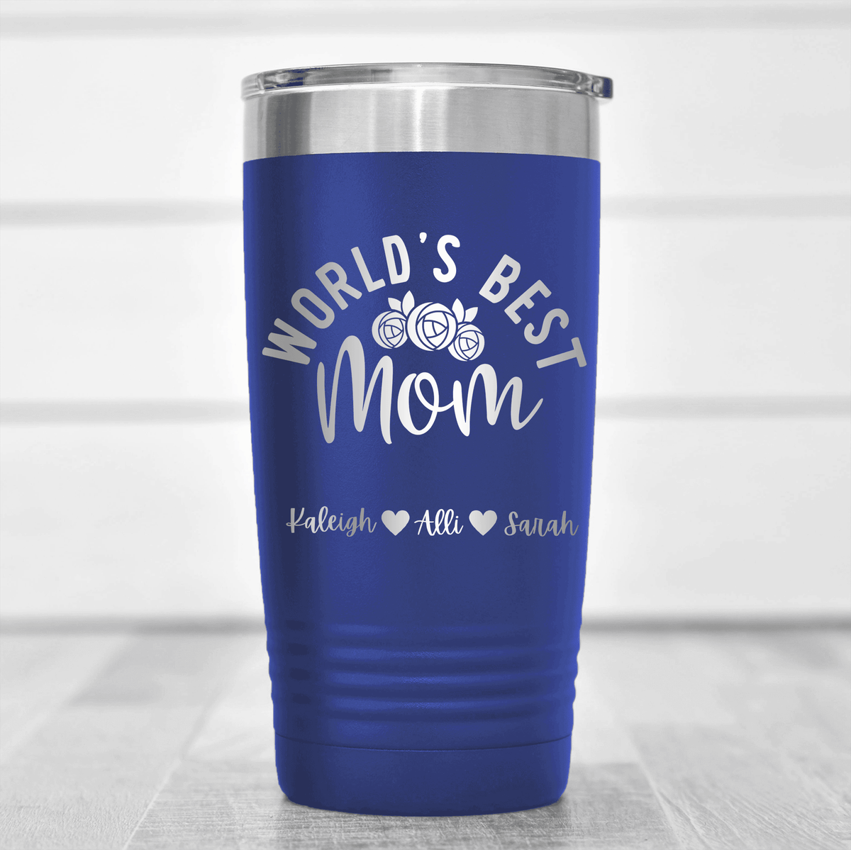 Blue Mothers Day Tumbler With Worlds Best Mom Design