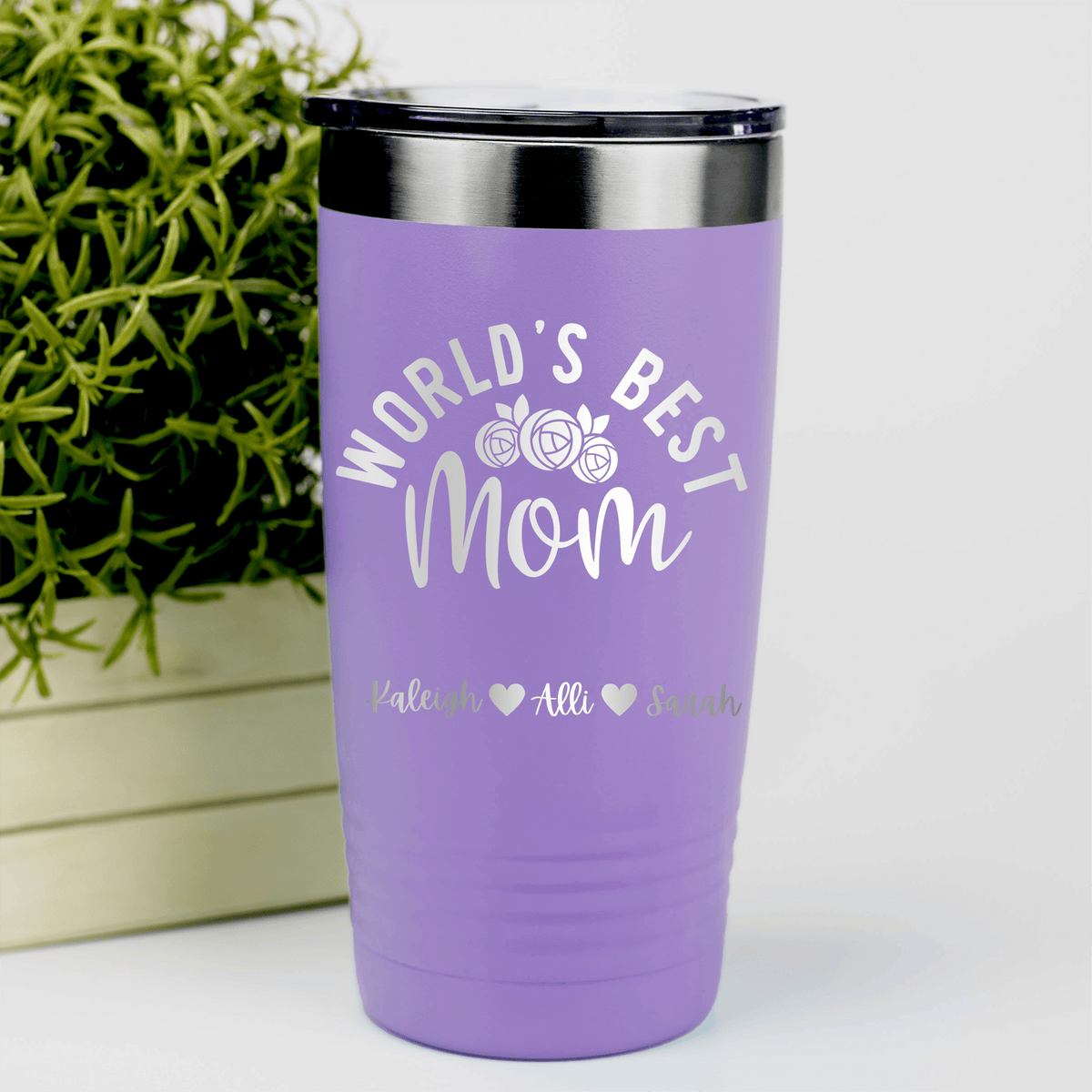 Light Purple Mothers Day Tumbler With Worlds Best Mom Design