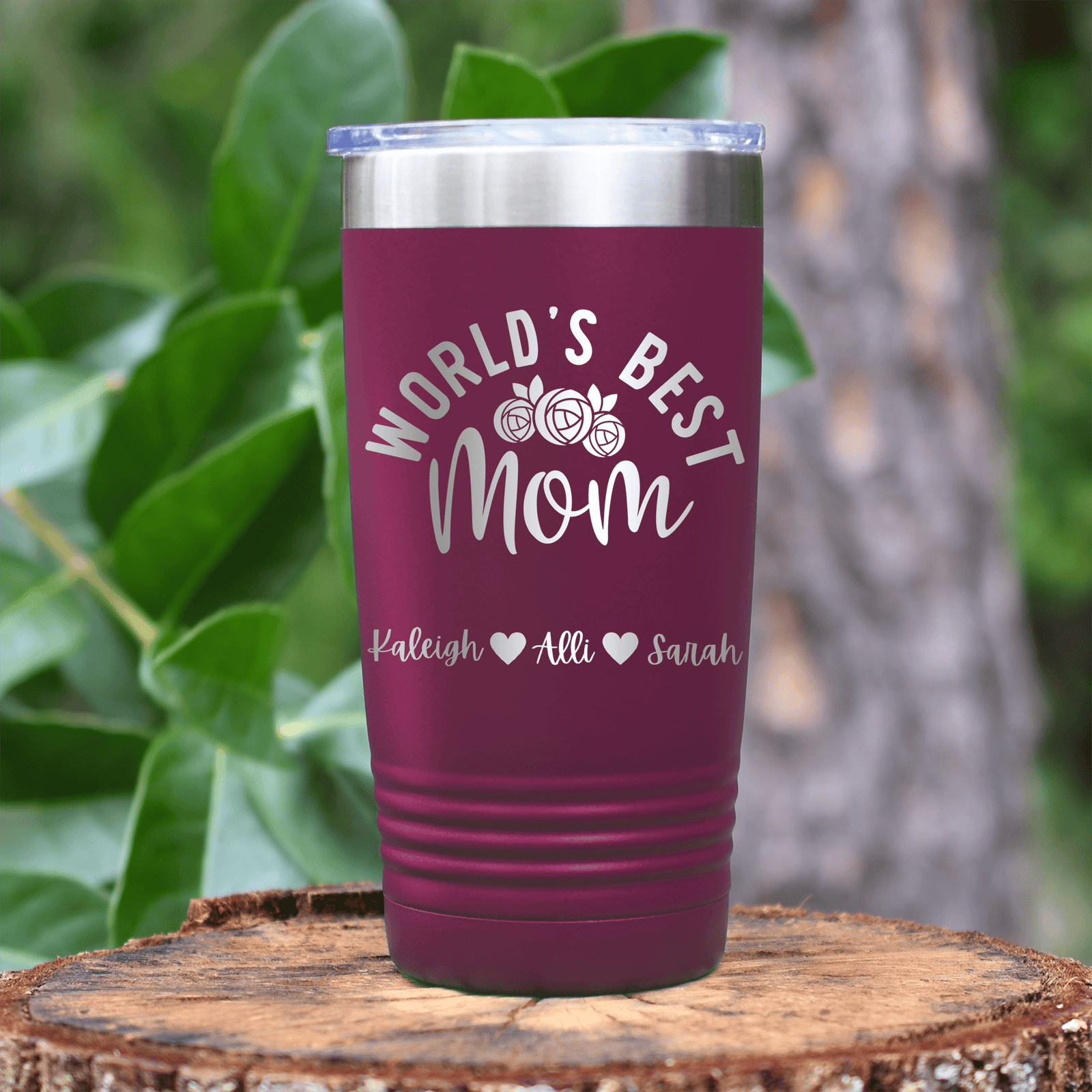 Maroon Mothers Day Tumbler With Worlds Best Mom Design