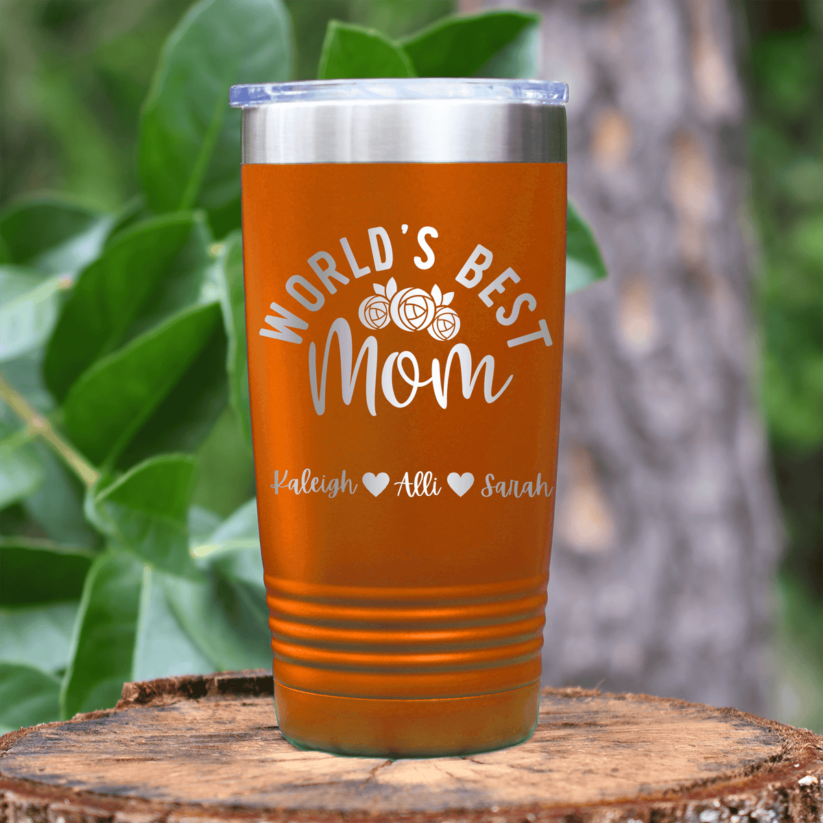 Orange Mothers Day Tumbler With Worlds Best Mom Design