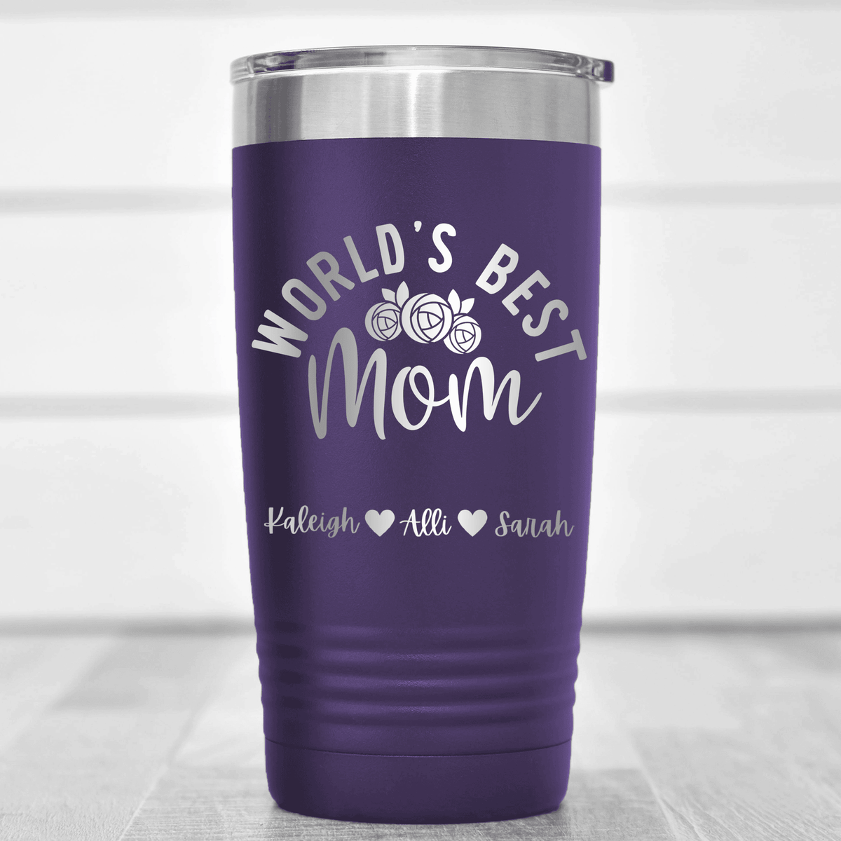Purple Mothers Day Tumbler With Worlds Best Mom Design