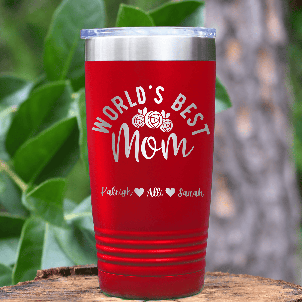 Red Mothers Day Tumbler With Worlds Best Mom Design