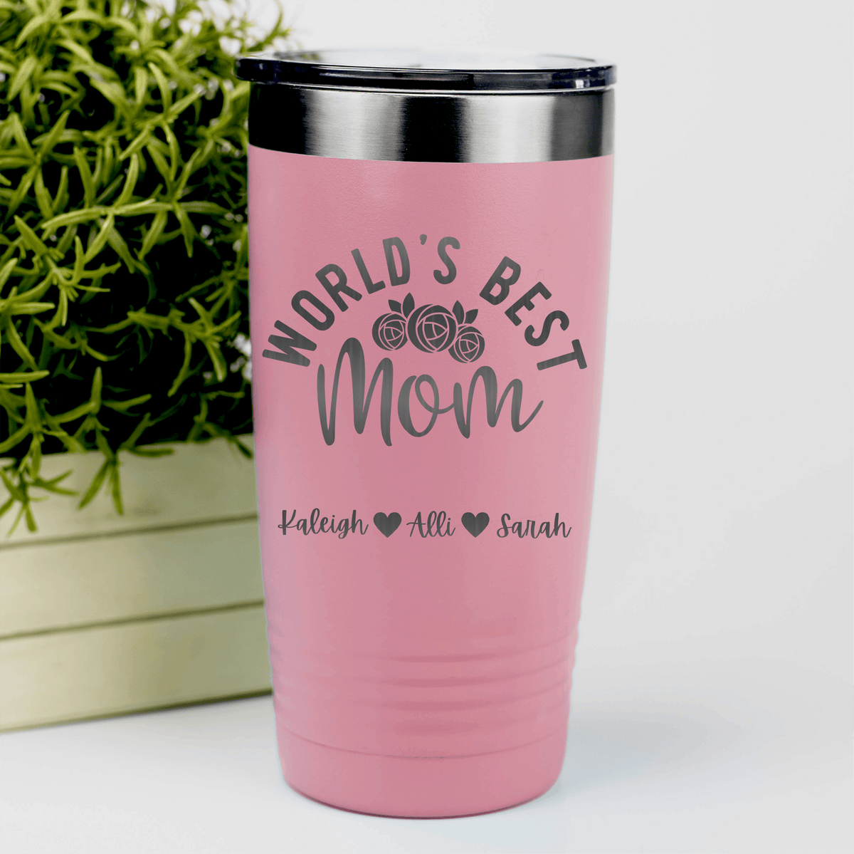 Salmon Mothers Day Tumbler With Worlds Best Mom Design
