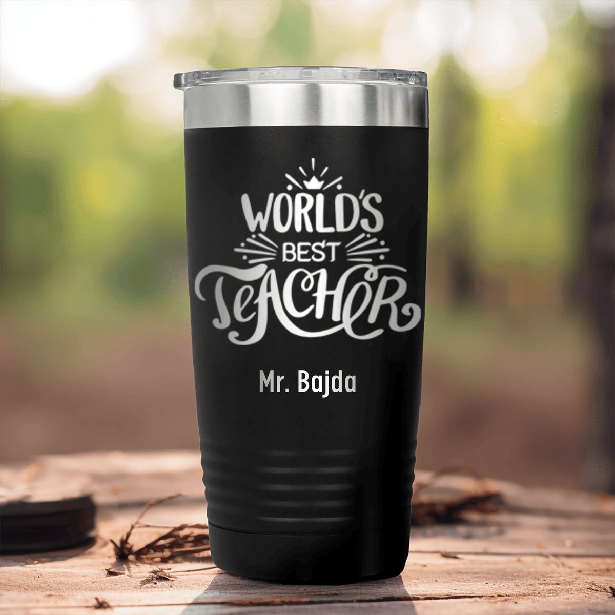 Black Teacher Tumbler With Worlds Best Teacher Design