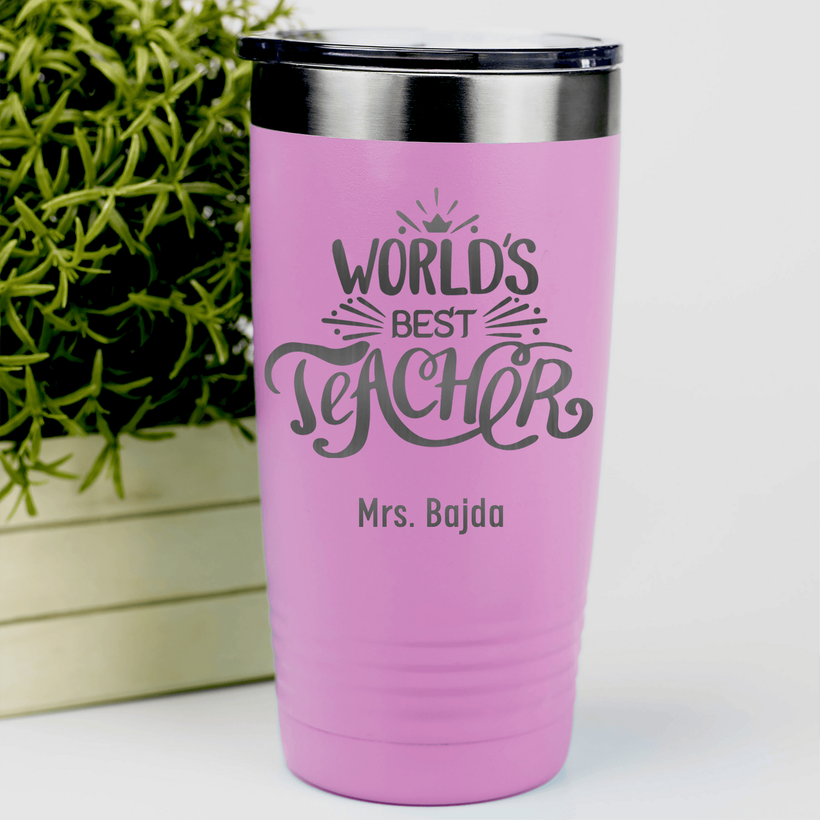 Pink Teacher Tumbler With Worlds Best Teacher Design