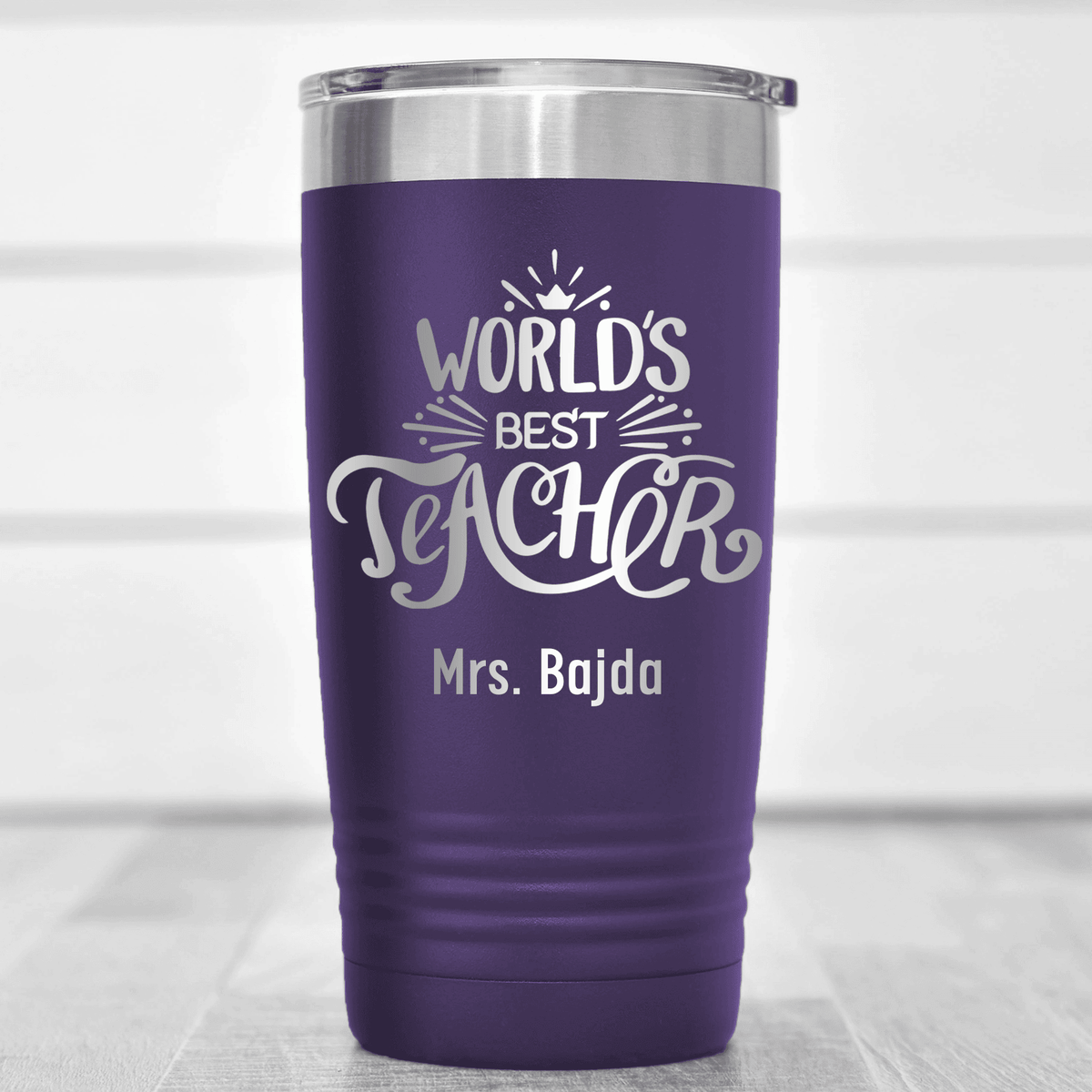Purple Teacher Tumbler With Worlds Best Teacher Design