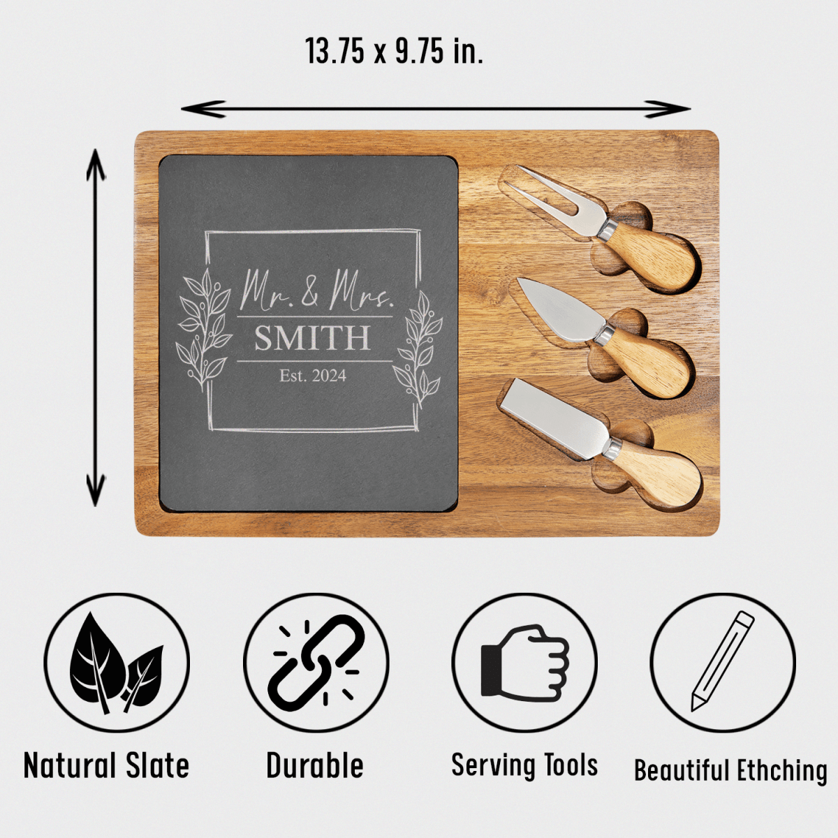 Personalized Years Of Joy Wood Slate Serving Tray for her, Customized Gifts for Women by Groovy Girl Gifts