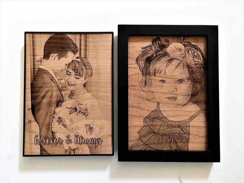 Personalized Anniversary Etched Wood Photo for her, Customized Gifts for Women by Groovy Girl Gifts