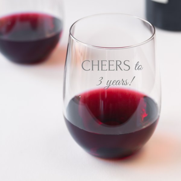 Anniversary Stemless Wine Glass