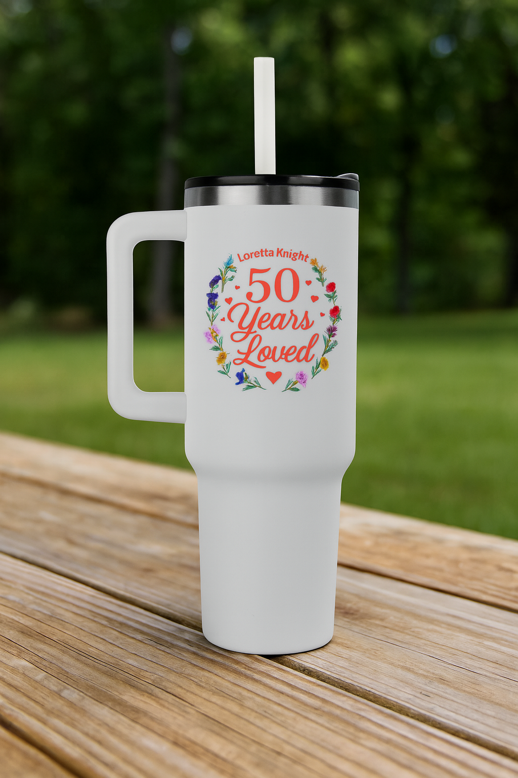 50th Birthday Flower Tumbler