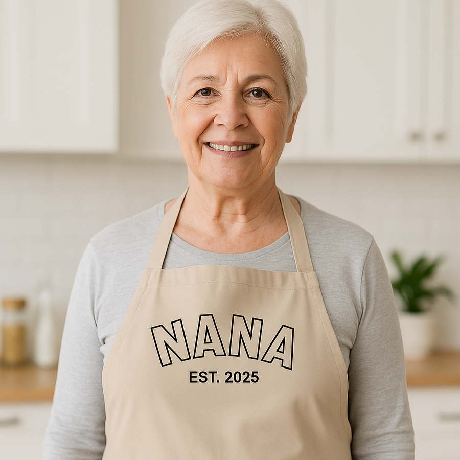 Personalized Grandma Apron with Est. Year on Organic Cotton