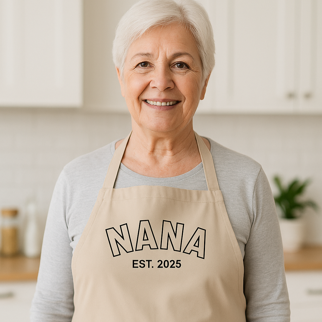 Personalized Grandma Apron with Est. Year on Organic Cotton