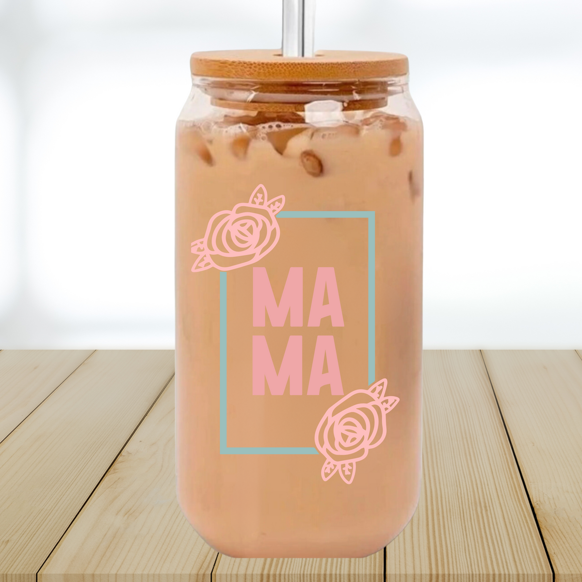 Mother&#39;s Day Bamboo Glass Jar