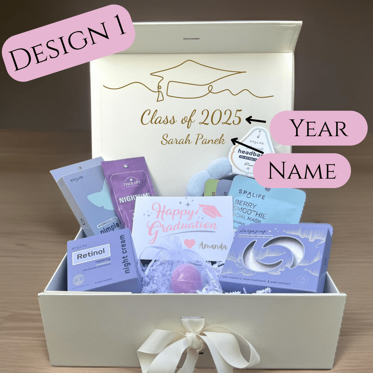 Personalized Graduation Celebration Spa Gift Set for her, Customized Gifts for Women by Groovy Girl Gifts
