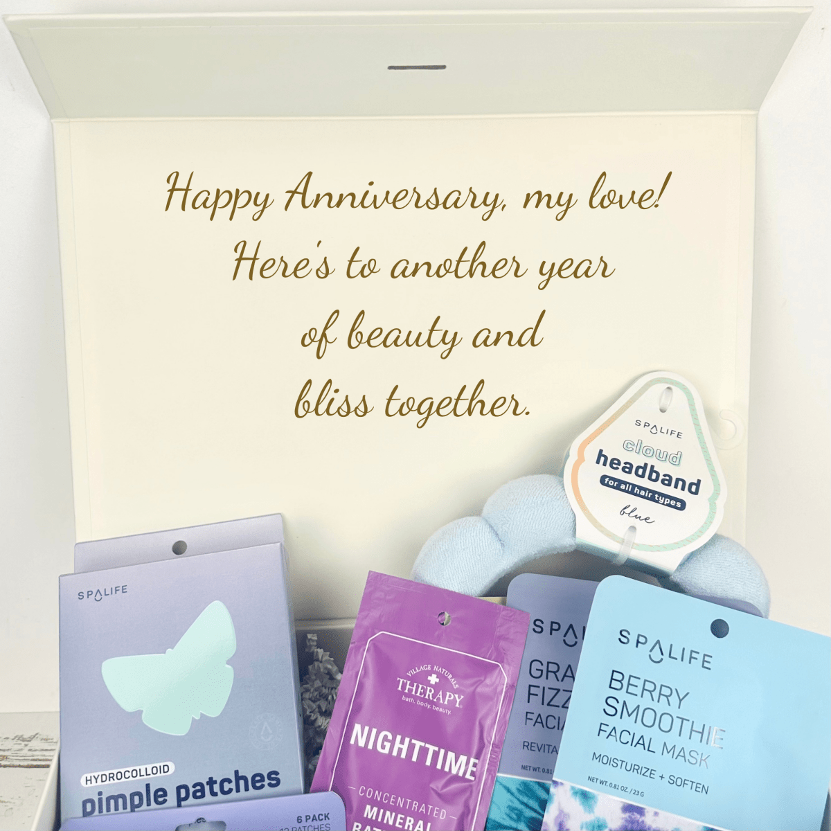 Personalized Blissful Anniversary Spa Gift Set for her, Customized Gifts for Women by Groovy Girl Gifts