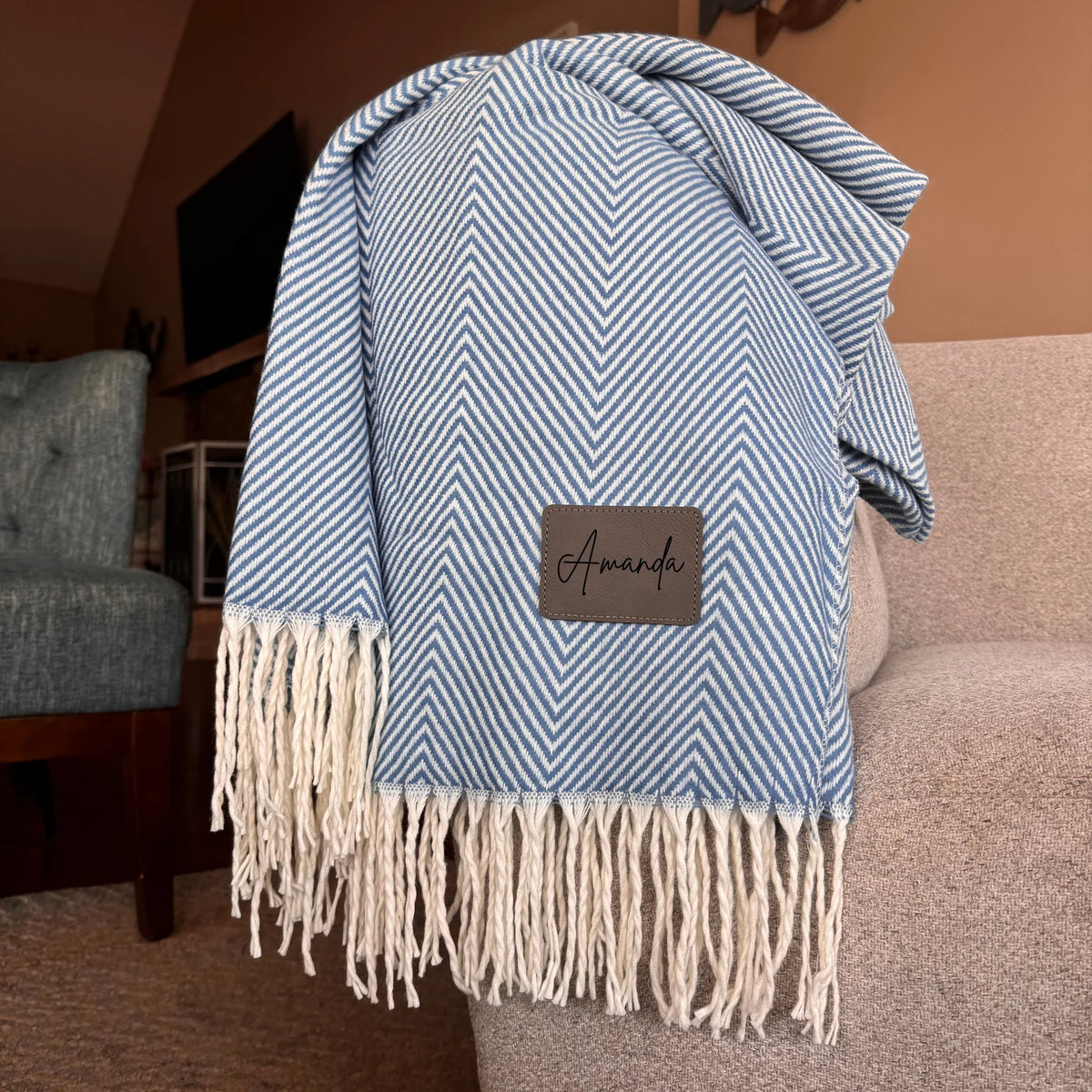 Personalized Timeless Anniversary Fringe Throw for her, Customized Gifts for Women by Groovy Girl Gifts