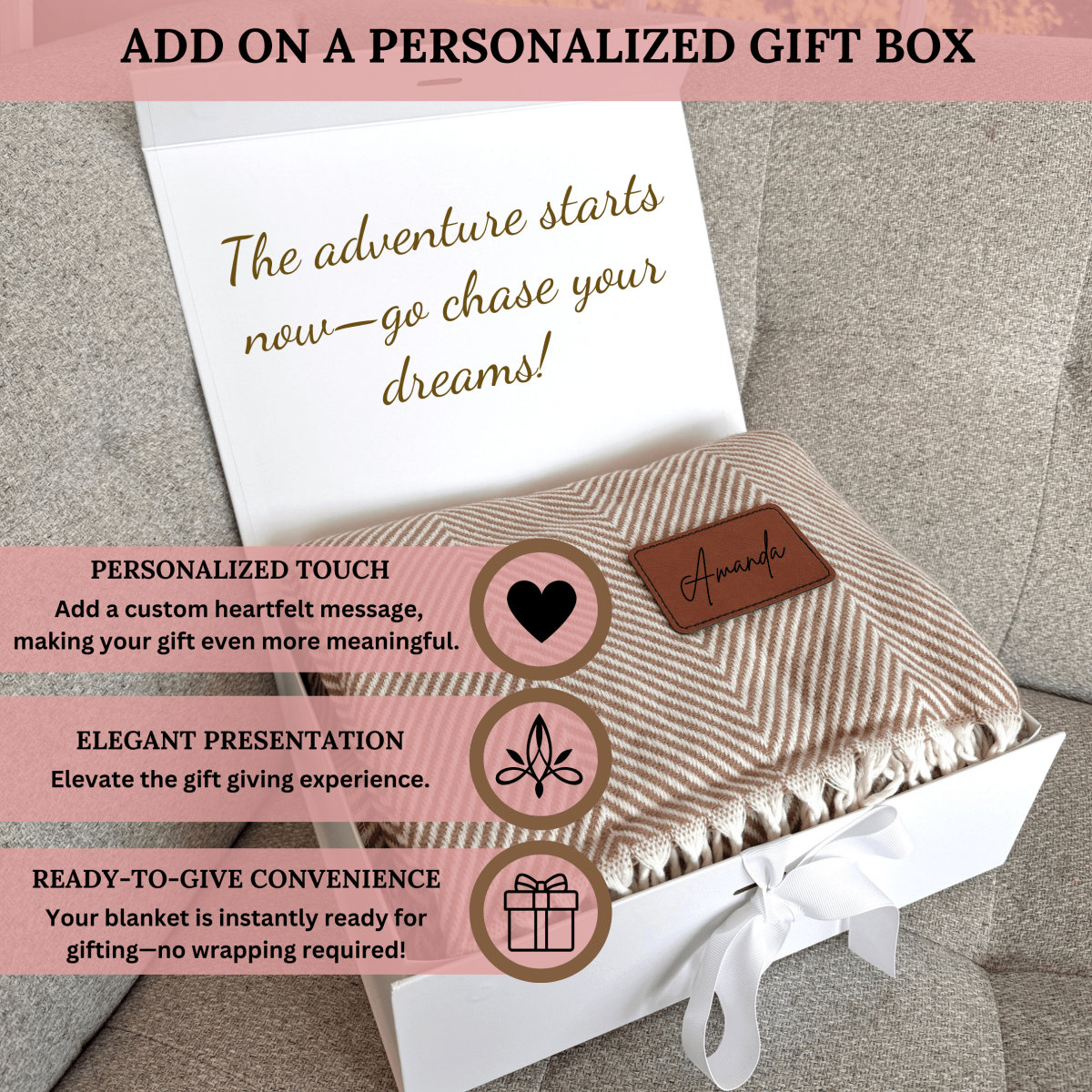 Personalized Graduate Comfort Blanket for her, Customized Gifts for Women by Groovy Girl Gifts