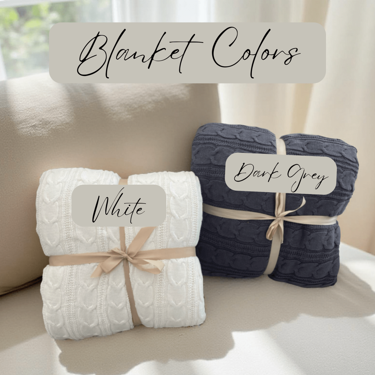 Warm &amp; plush personalized sherpa cable knit blanket with custom patch in grey or white – perfect gift for Mother&#39;s Day or birthdays