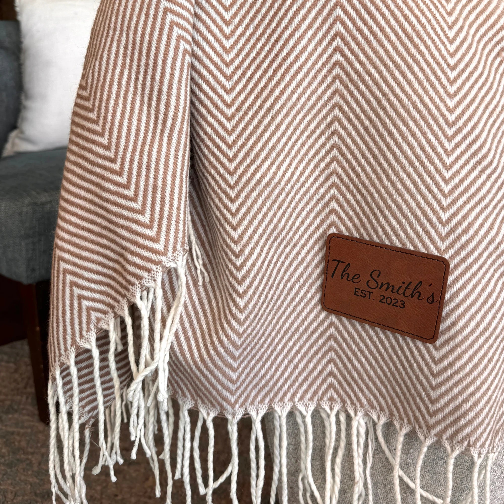 Personalized Timeless Anniversary Fringe Throw for her, Customized Gifts for Women by Groovy Girl Gifts
