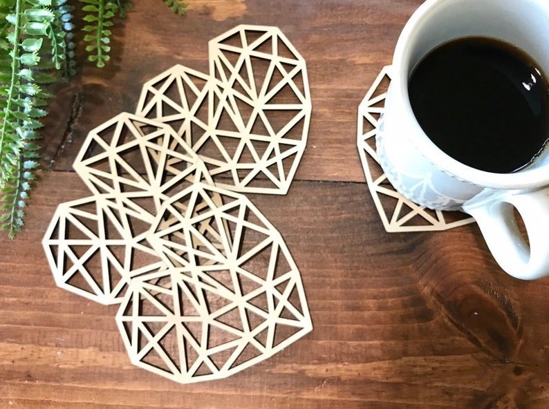 Coasters Geometric Heart Coasters