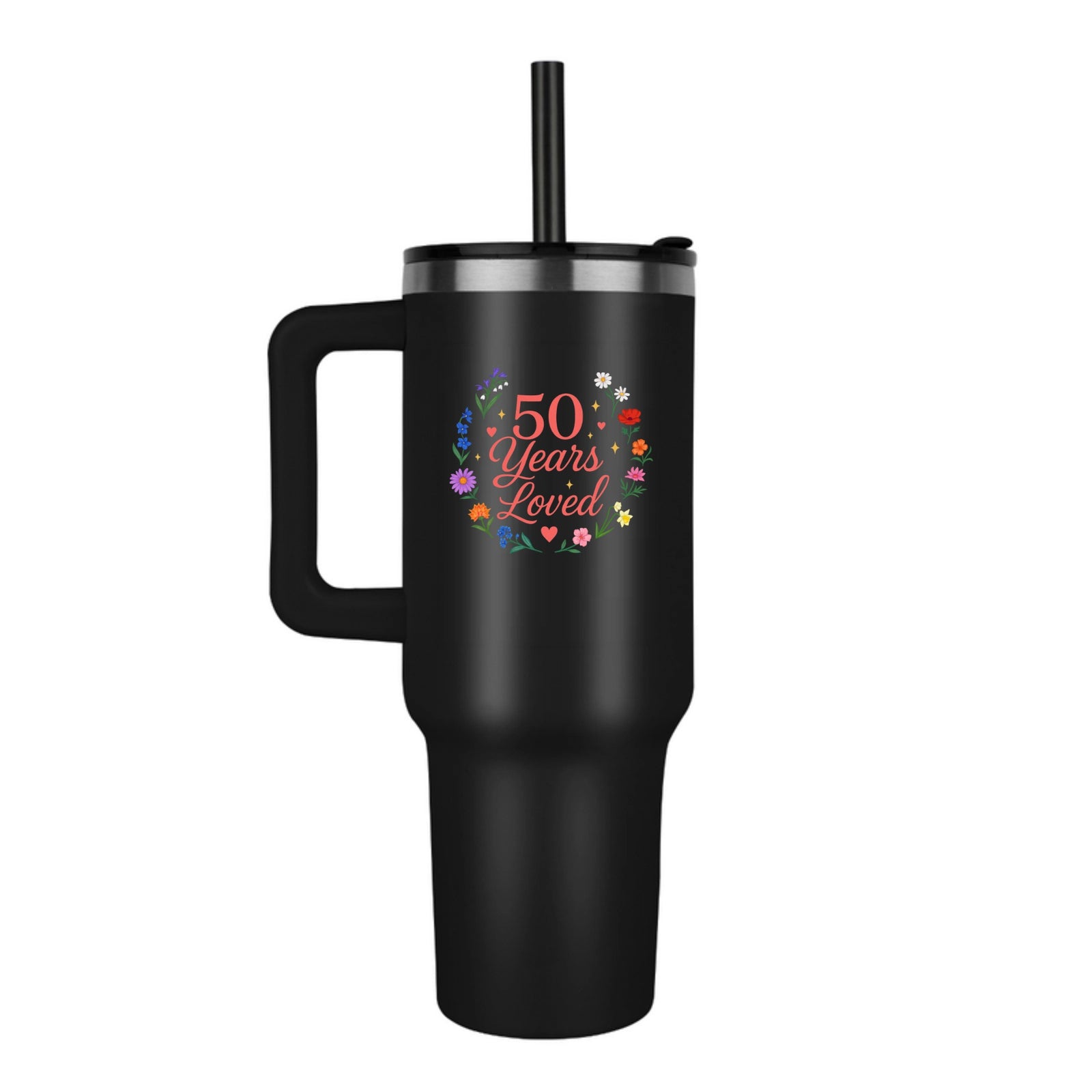 50th Birthday Flower Tumbler