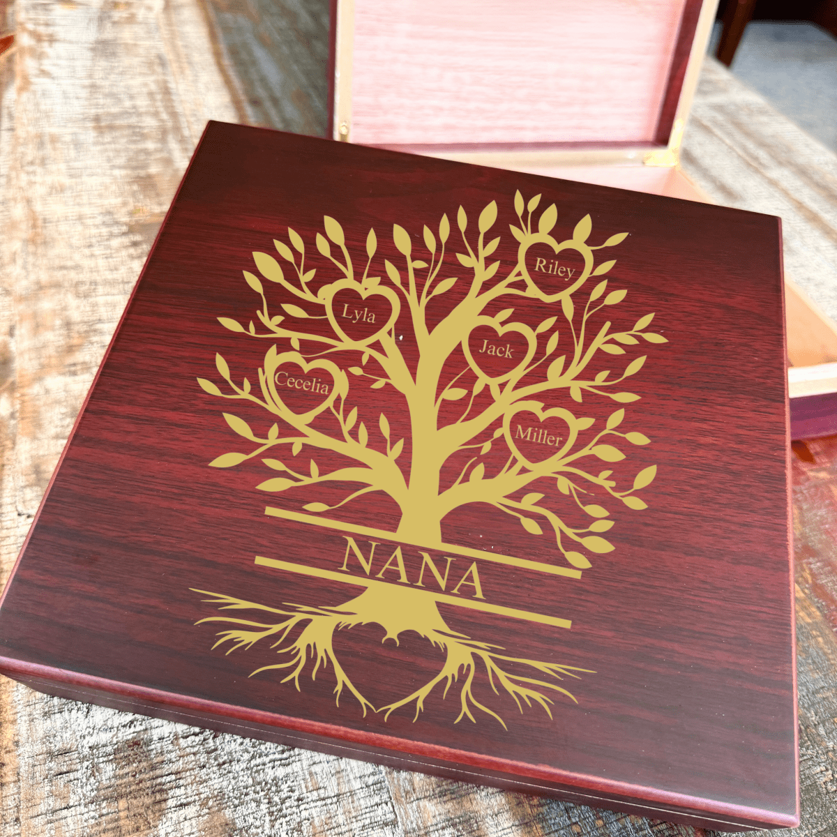 Personalized Custom Family Tree Keepsake Box for her, Customized Gifts for Women by Groovy Girl Gifts