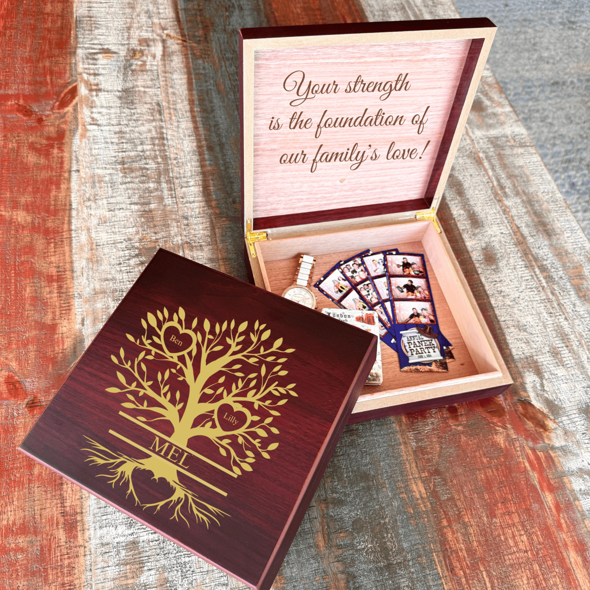 Personalized Custom Family Tree Keepsake Box for her, Customized Gifts for Women by Groovy Girl Gifts