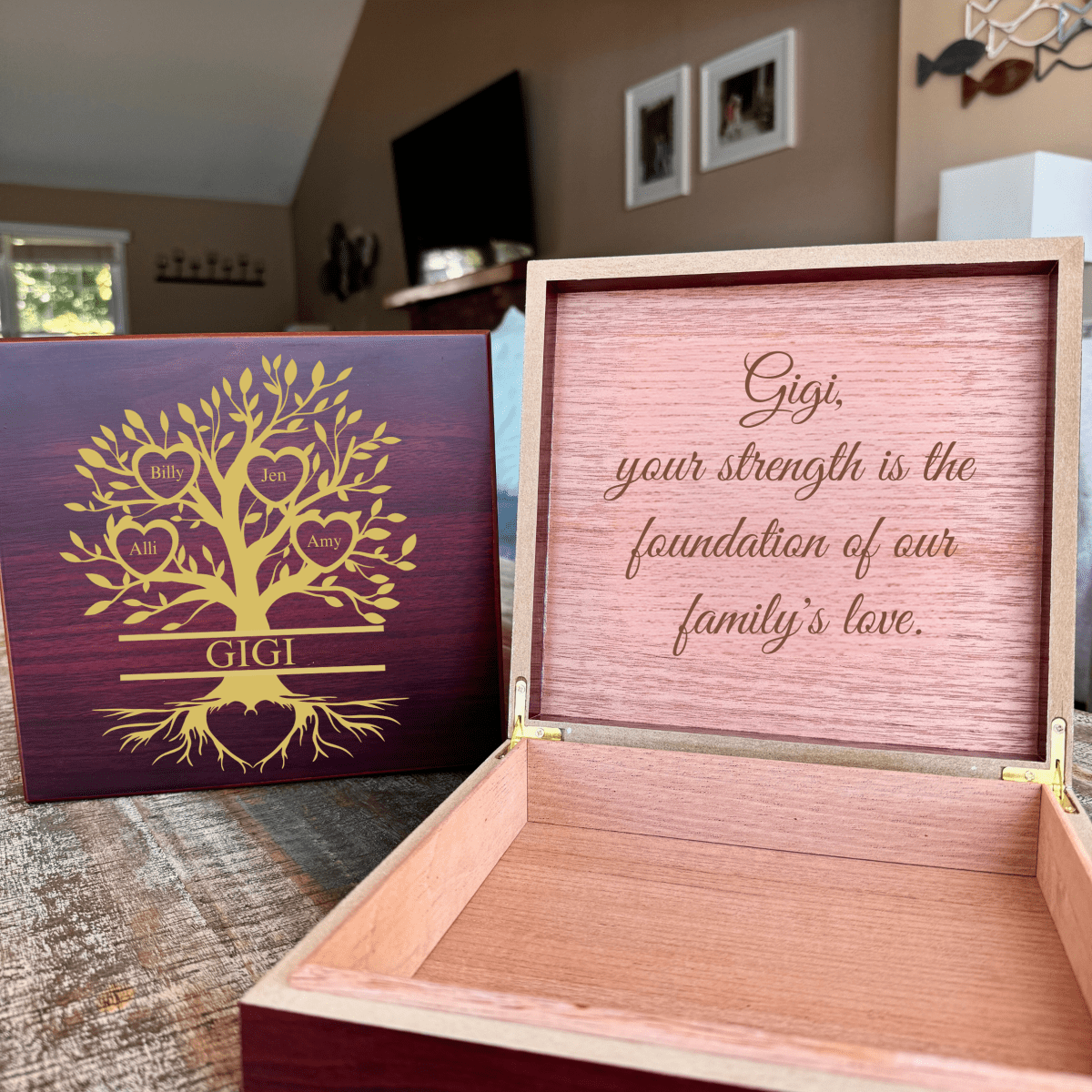 Personalized Custom Family Tree Keepsake Box for her, Customized Gifts for Women by Groovy Girl Gifts