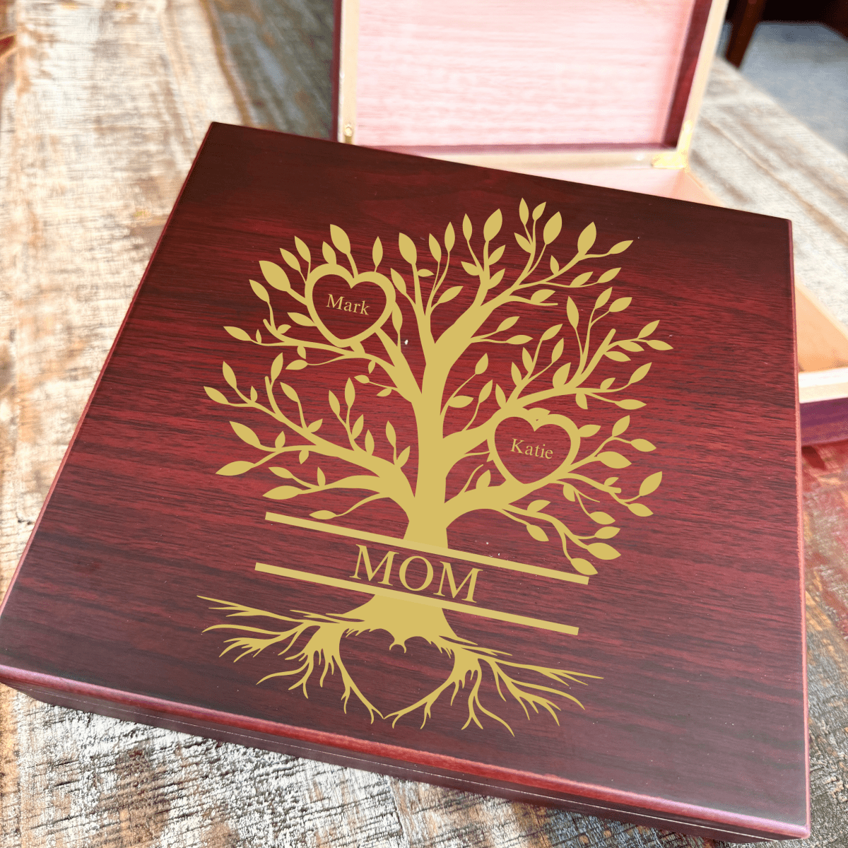 Personalized Custom Family Tree Keepsake Box for her, Customized Gifts for Women by Groovy Girl Gifts