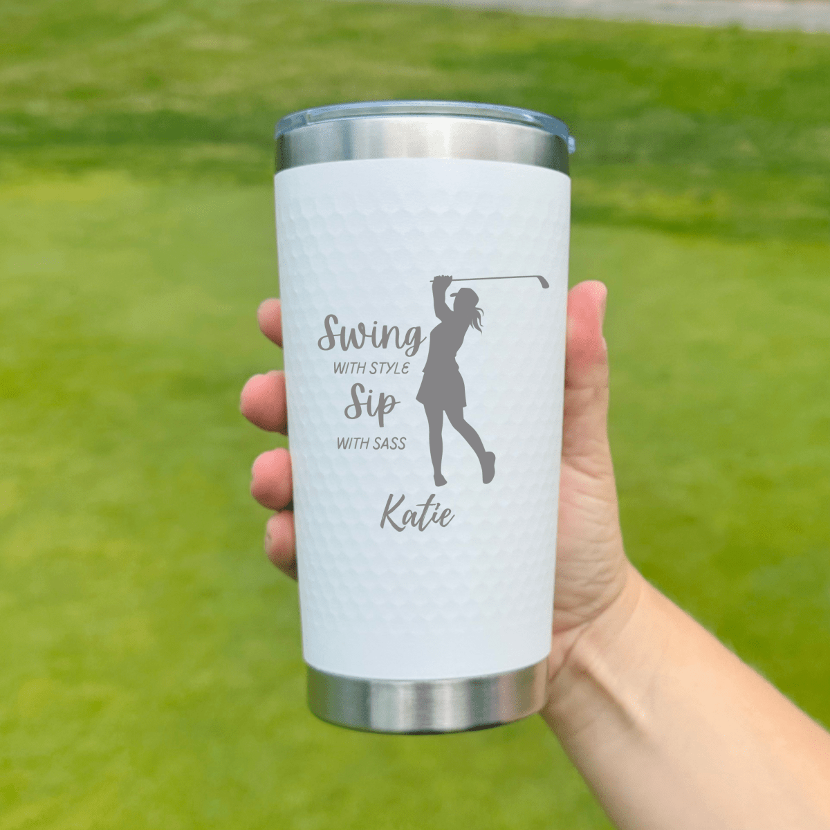 Personalized Textured Golf Tumbler for her, Customized Gifts for Women by Groovy Girl Gifts