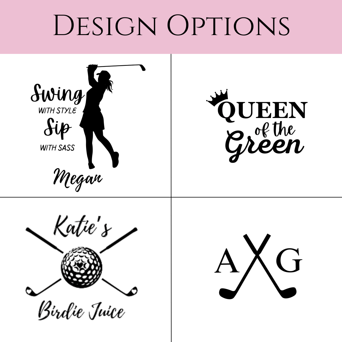 Personalized Textured Golf Tumbler for her, Customized Gifts for Women by Groovy Girl Gifts