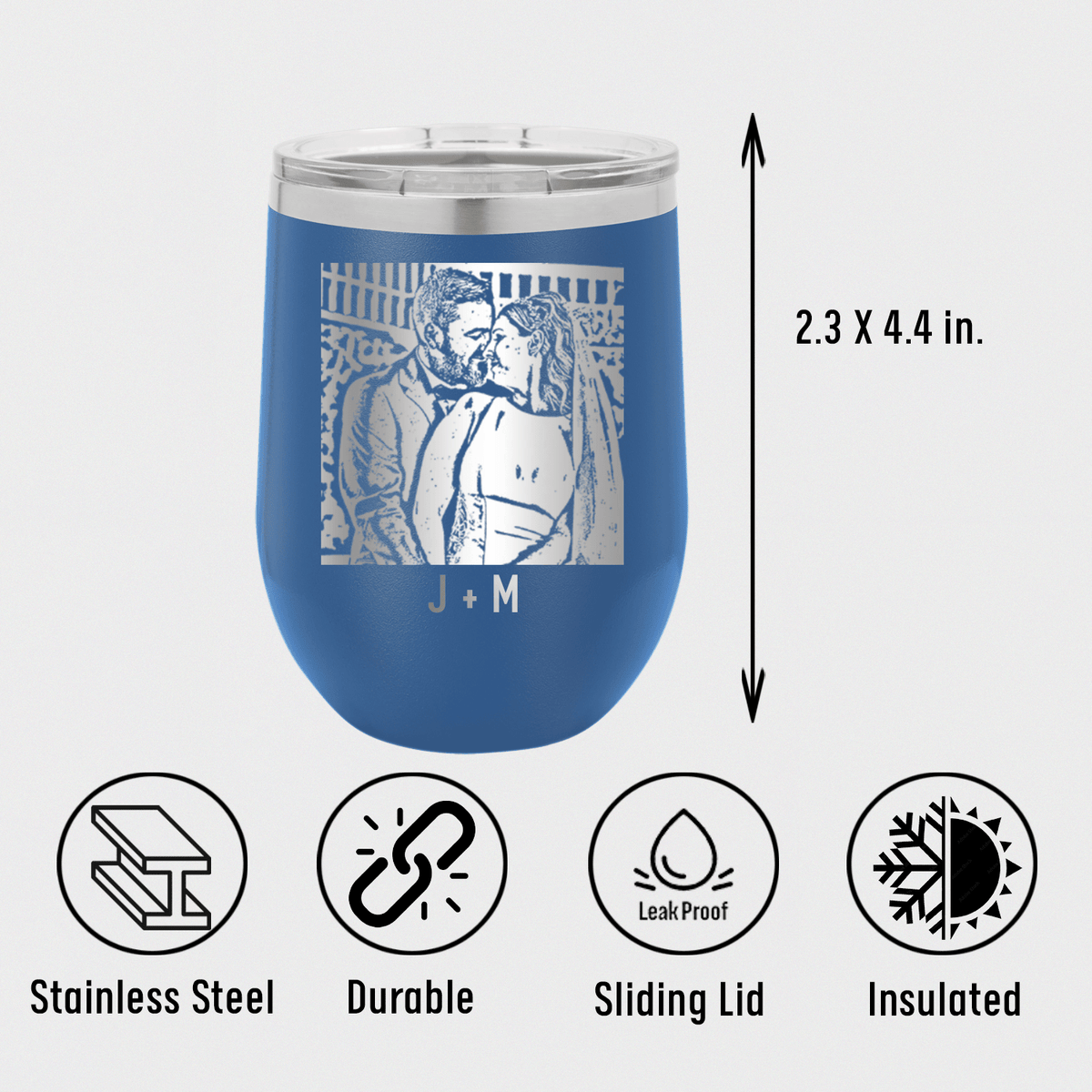 Personalized Anniversary Photo - Custom Laser Engraved Wine Tumbler for her, Customized Gifts for Women by Groovy Girl Gifts