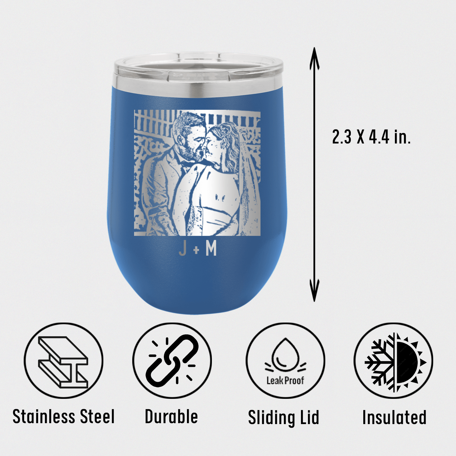 Personalized Anniversary Photo - Custom Laser Engraved Wine Tumbler for her, Customized Gifts for Women by Groovy Girl Gifts