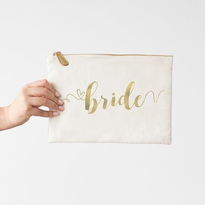 Gold Foil Bride Canvas Clutch