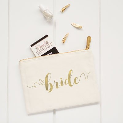 Gold Foil Bride Canvas Clutch