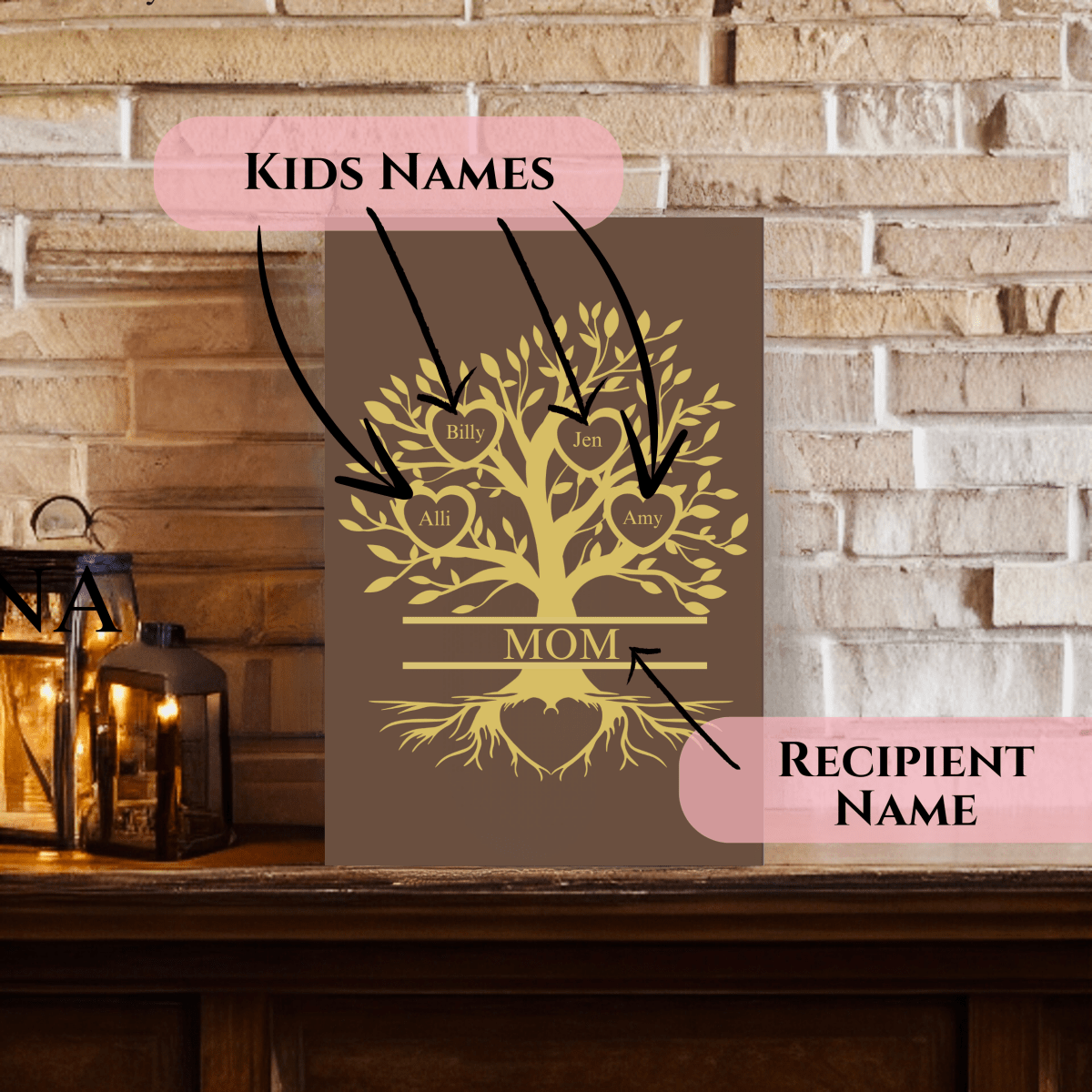 Personalized Custom Family Tree Sign for her, Customized Gifts for Women by Groovy Girl Gifts